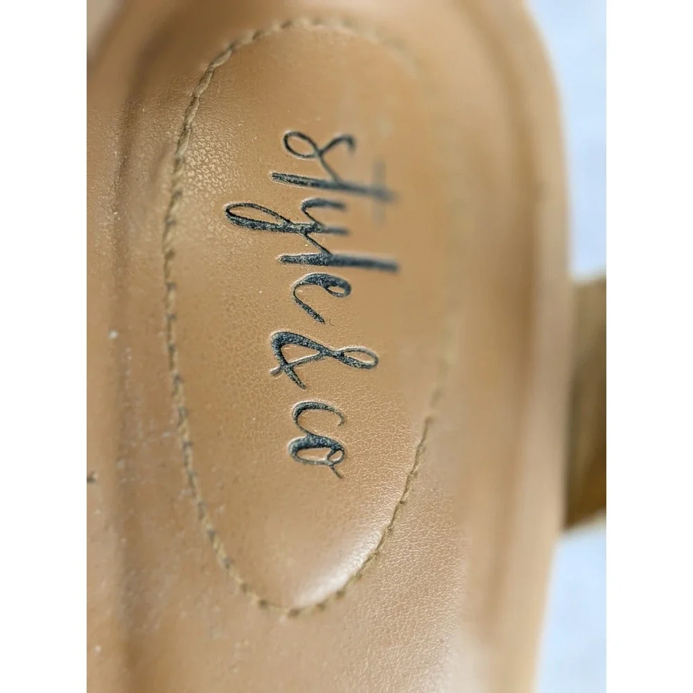 Style & Co Tan Espadrille Wedge Sandals Womens 7M Ankle Strap Closed Toe Shoes
